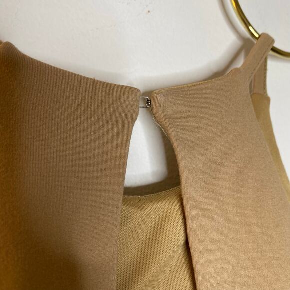 LAVISH ALICE Tan Wrap Front Plunge Back Mini Dress Size US 6 - Picture 12 of 13